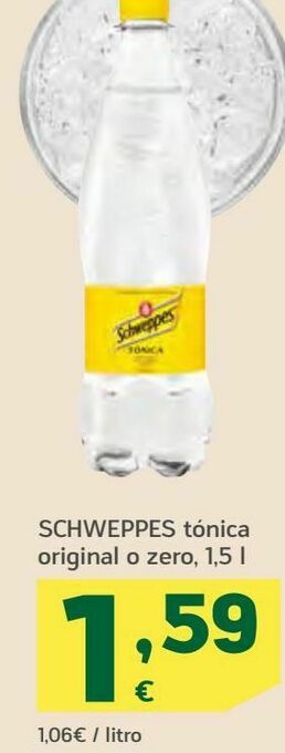 HiperDino Schweppes tónica original o zero oferta