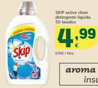 HiperDino Skip active clean detergente líquido 50 lavados oferta