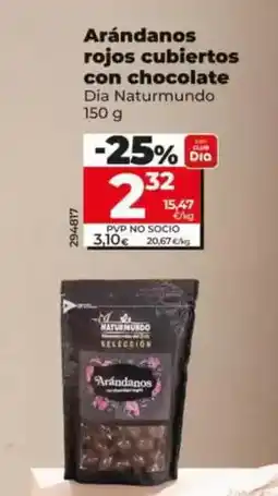 Dia Dia naturmundo - arándanos rojos cubiertos con chocolate oferta