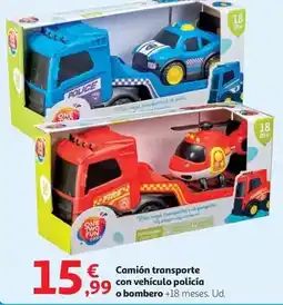 Alcampo One two fun - camion transporte con vehículo policia o bombero oferta