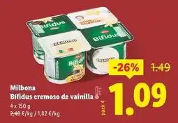 Lidl Milbona - bifidus cremoso de vainilla oferta