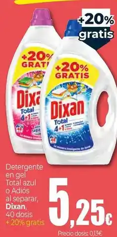 Unide Supermercados Dixan - detergente en gel total azul o adidos a separar oferta