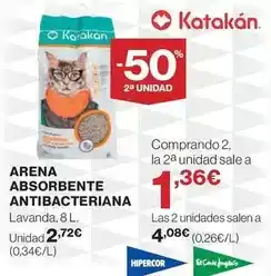 Hipercor Katakán - arena absorbente antibacteriana oferta