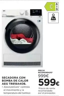 Hipercor Aeg - secadora con bomba de calor tr818a40b oferta