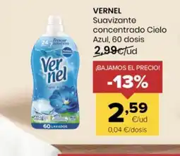 Autoservicios Familia VERNEL Suavizante concentrado Cielo Azul, 60 dosis oferta