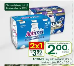 Supermercados Dani ACTIMEL líquido natural, 0% o frutos rojos oferta