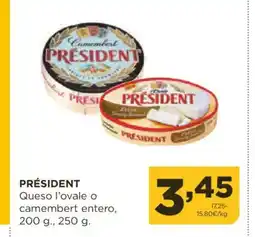 Alimerka PRÉSIDENT Queso l'ovale o camembert entero oferta