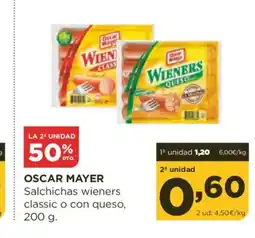 Alimerka OSCAR MAYER Salchichas wieners classic o con queso oferta