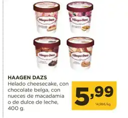 Alimerka HAAGEN DAZS Helado cheesecake, con chocolate belga, con nueces de macadamia o de dulce de leche oferta