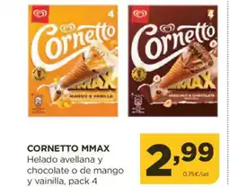 Alimerka CORNETTO MMAX Helado avellana y chocolate o de mango y vainilla oferta