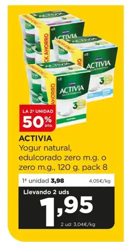 Alimerka ACTIVIA Yogur natural, edulcorado zero m.g. o zero m.g oferta
