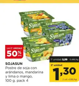 Alimerka SOJASUN Postre de soja con arándanos, mandarina y lima o mango oferta