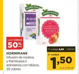 Alimerka HORNIMANS Infusión de rooibos y frambuesa o arándanos con hibisco oferta