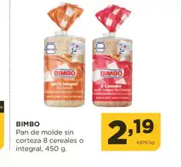 Alimerka BIMBO Pan de molde sin corteza 8 cereales o integral oferta