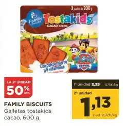 Alimerka FAMILY BISCUITS Galletas tostakids cacao oferta