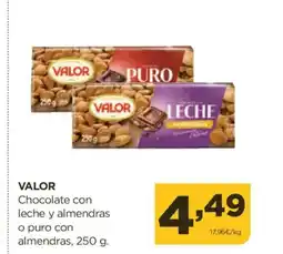 Alimerka VALOR Chocolate con leche y almendras o puro con almendras oferta