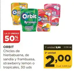 Alimerka ORBIT Chicles de hierbabuena, de sandía y frambuesa, strawberry lemon o tropicales oferta