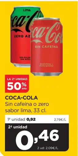 Alimerka COCA-COLA Sin cafeína o zero sabor lima oferta