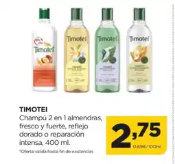 Alimerka TIMOTEI Champú 2 en 1 almendras, fresco y fuerte, reflejo dorado o reparación intensa oferta