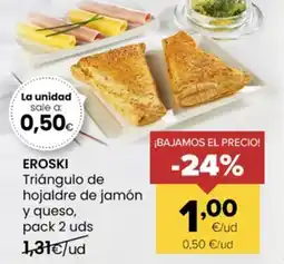Autoservicios Familia EROSKI Triángulo de hojaldre de jamón y queso oferta