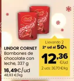 Autoservicios Familia LINDOR CORNET Bombones de chocolate con leche oferta