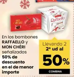 Autoservicios Familia RAFFAELLO Y MON CHÉRI En los bombones oferta