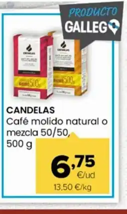 Autoservicios Familia CANDELAS Café molido natural o mezcla 50/50 oferta