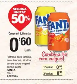 SPAR Fragadis FANTA Refresc zero taronja, zero llimona, sindria sense sucre o gerd sense sucre oferta