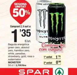 SPAR Fragadis MONSTER Beguda energètica green zero, absolut zero, hamilton zero, white, paradise, strawberry, gold, rosa o watermelon oferta