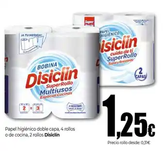 DISICLIN Papel higiénico doble capa, 4 rollos o de cocina, 2 rollos