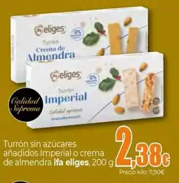 Unide Supermercados IFA ELIGES Turrón sin azúcares añadidos Imperial o crema de almendra oferta