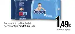 Unide Supermercados DODOT Recambio toallitas bebé dermoactive oferta