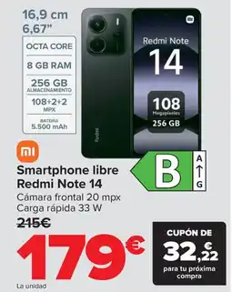Carrefour Smartphone libre Redmi Note 14 oferta