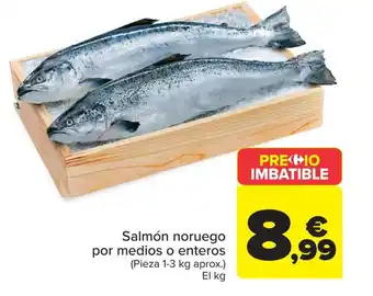 Salmón noruego por medios o enteros
