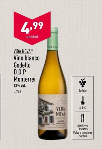 ALDI Vida Nova Vino blanco Godello D.O.P Monterrei 0,75l oferta