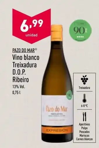 ALDI Pazo Do Mar Vino blanco Treixadura D.O.P Ribeiro 0,75l oferta