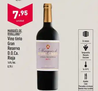 ALDI Marqués De Rivallana Vino tinto Gran Reserva D.O.Ca Rioja 0,75l oferta