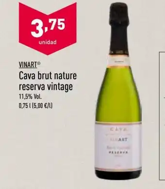 ALDI Vinart Cava brut nature reserva vintage 0,75l oferta