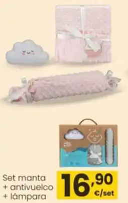 Eroski Set manta + antivuelco + lámpara oferta