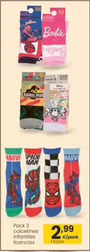 Eroski Pack 3 calcetines infantiles licencias oferta