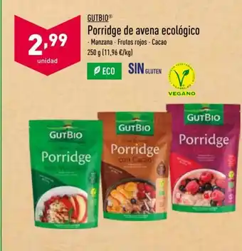 ALDI Gutbio Porridge de avena ecológico 250g oferta