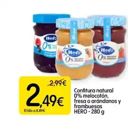 Dialprix HERO Confitura natural 0% melocotón, fresa o arándanos y frambuesas oferta