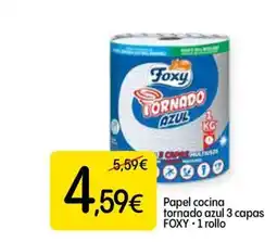 Dialprix FOXY Papel cocina tornado azul 3 capas oferta