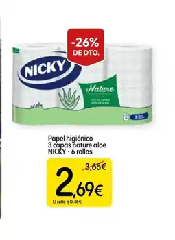 Dialprix NICKY Papel higiénico 3 capas nature aloe oferta