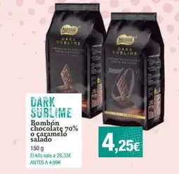 Dialprix DARK SUBLIME Bombón chocolate 70% o carameló salado oferta