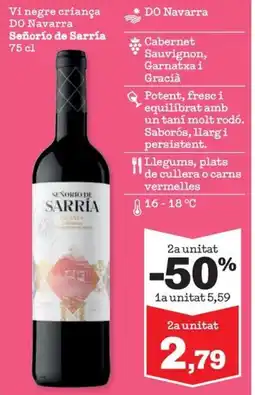 Sorli Vi negre criança Señorío de Sarría oferta