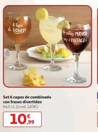 Alcampo Set 6 copas de combinado con frases divertidas 64,5cl oferta