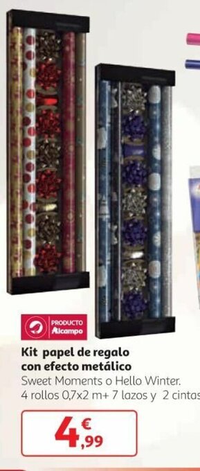 Alcampo Kit papel de regalo con efecto metálico oferta