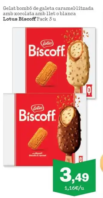 LOTUS Biscoff Gelat bombó de galeta caramel·litzada amb xocolata amb llet o blanca