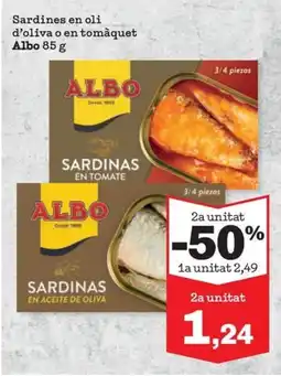 Sorli ALBO Sardines en oli d'oliva o en tomàquet oferta